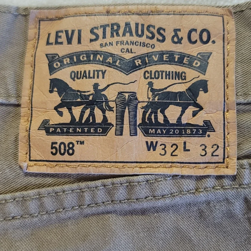 Levi's 508 Regular Taper Pants Mens 32x32 (34x31) Khaki Tan Cotton Blend Chino
